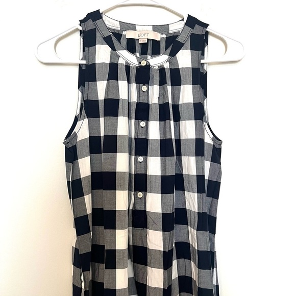 2/$30 Loft - Black White Gingham Sleeveless Mini Dress Size S - Picture 4 of 9